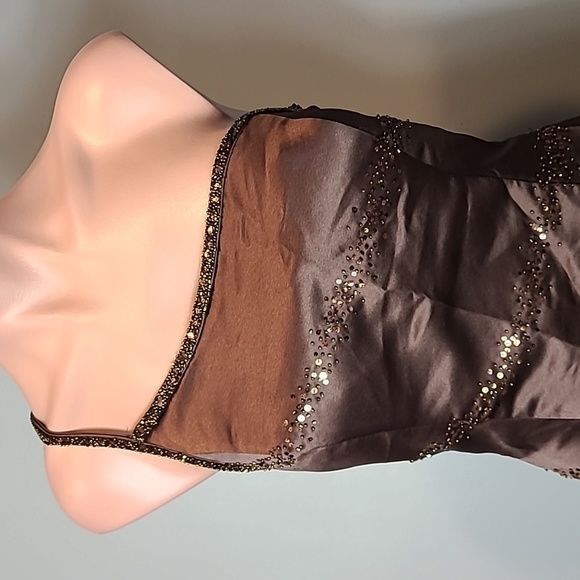 Vintage Brown Maxi Dress gown evening wear Armani Prada esque - Picture 3 of 8